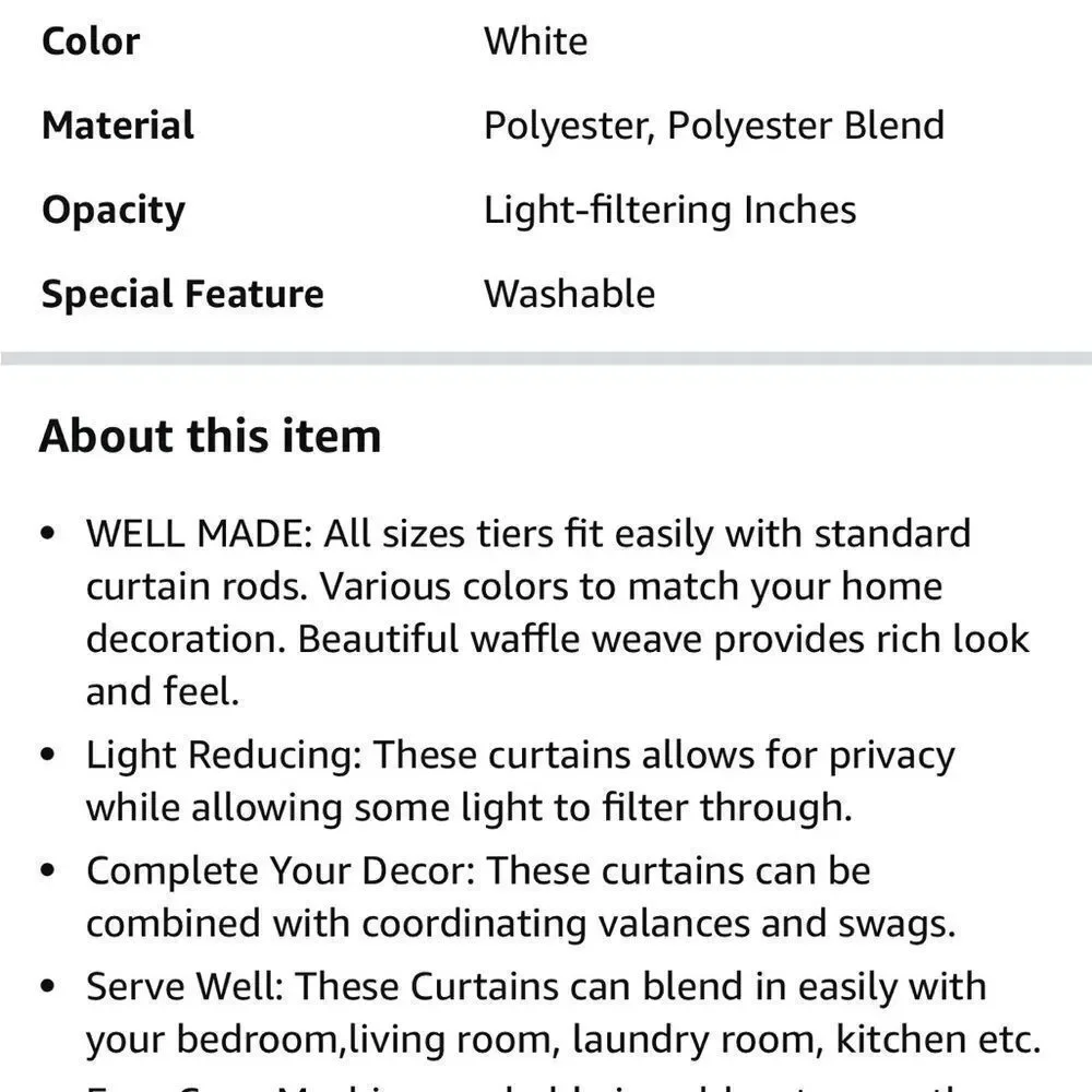 One pair pure white curtain panels